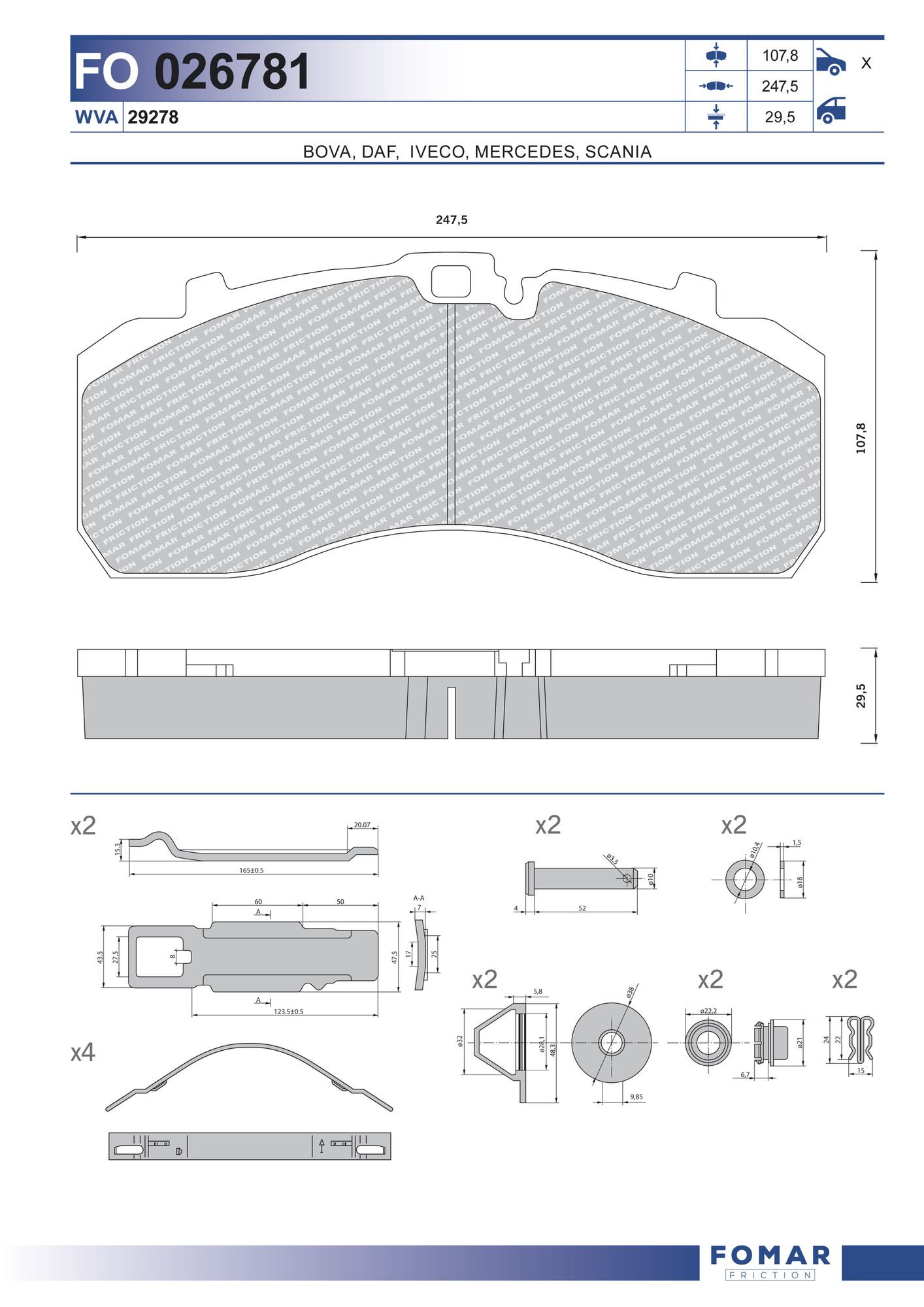 Set placute frana,frana disc FO 026781 FOMAR Friction